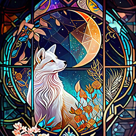 Cute Fantasy Fox Portrait Illustrationの写真素材