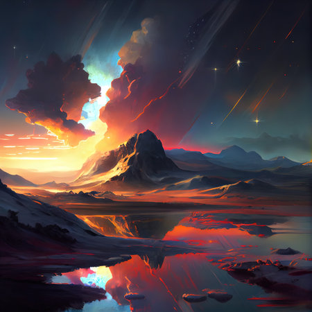Fantasy Landscape Illustrationの写真素材