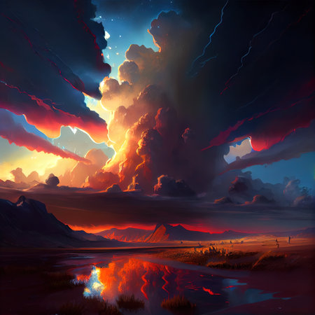 Fantasy Landscape Illustrationの写真素材