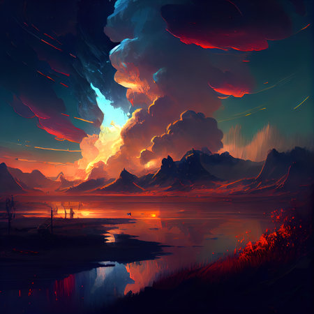 Fantasy Landscape Illustrationの写真素材
