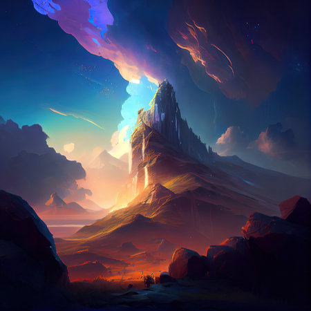 Fantasy Landscape Illustrationの写真素材