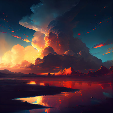 Fantasy Landscape Illustrationの写真素材