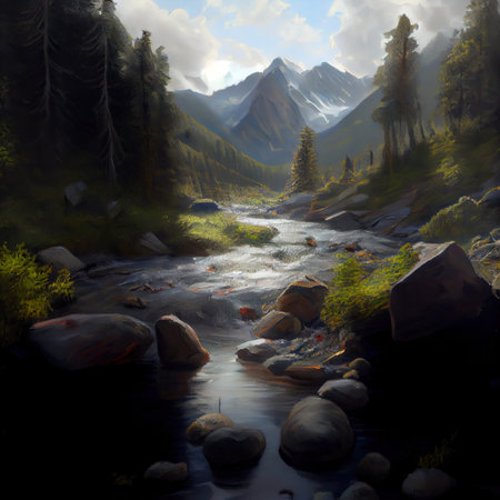 Realistic Landscape Illustrationの写真素材