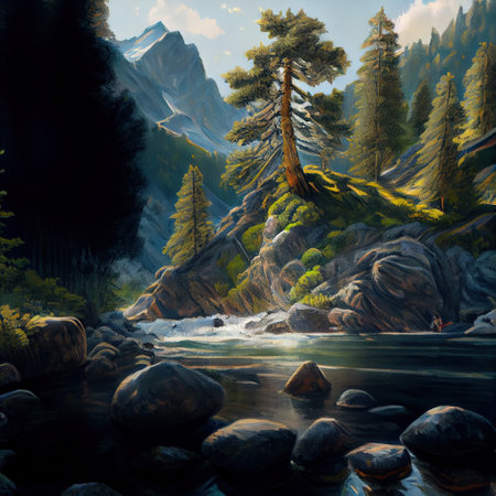 Realistic Landscape Illustrationの写真素材