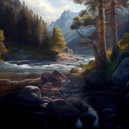 Realistic Landscape Illustrationの写真素材