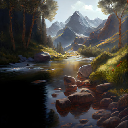 Realistic Landscape Illustrationの写真素材