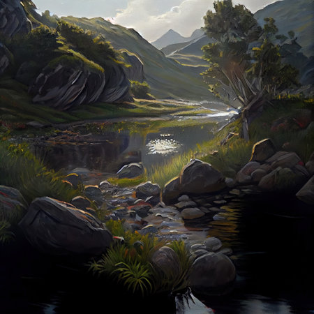 Realistic Landscape Illustrationの写真素材