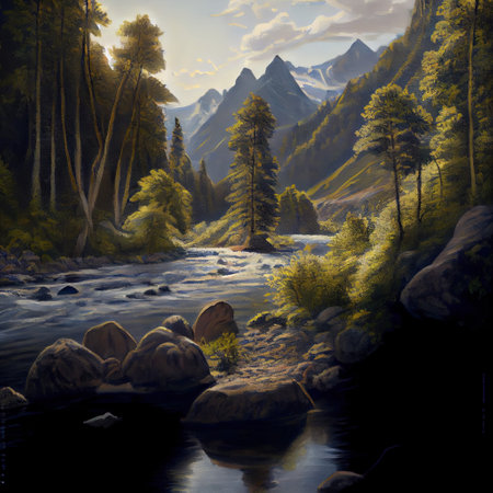 Realistic Landscape Illustrationの写真素材