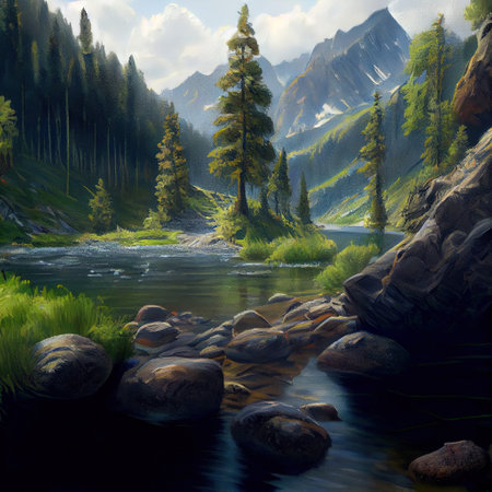 Realistic Landscape Illustrationの写真素材