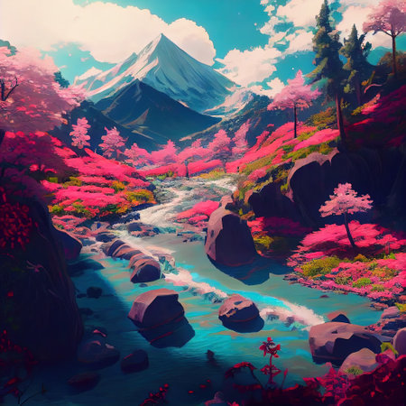 Japanese Shrine Illustrationの写真素材