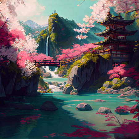 Japanese Shrine Illustrationの写真素材
