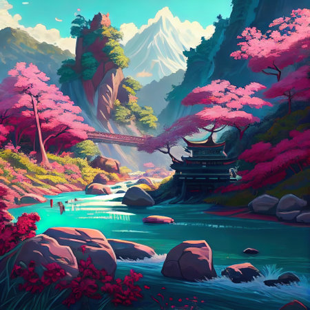 Japanese Shrine Illustrationの写真素材