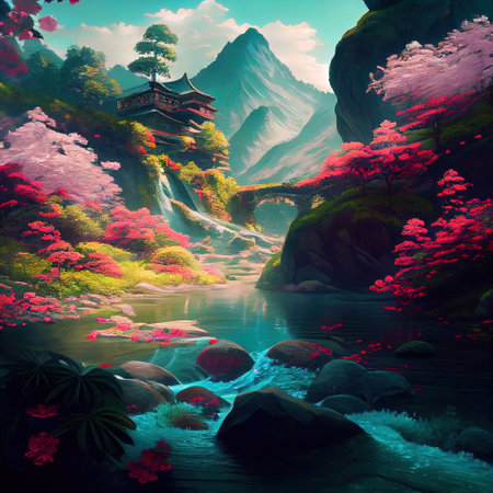 Japanese Shrine Illustrationの写真素材