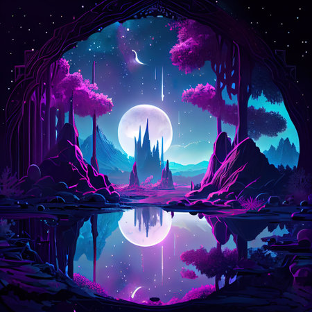 Magical Landscape Illustrationの写真素材