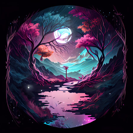 Magical Landscape Illustrationの写真素材