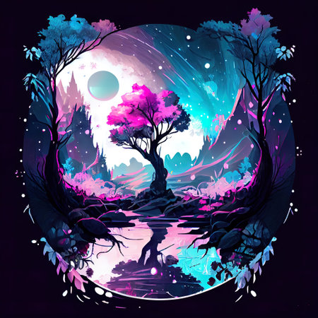 Magical Landscape Illustrationの写真素材