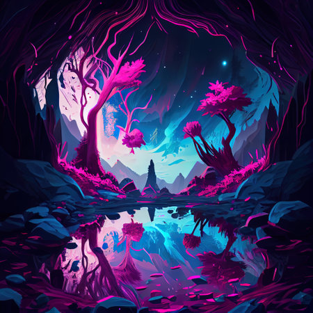 Magical Landscape Illustrationの写真素材