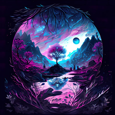 Magical Landscape Illustrationの写真素材