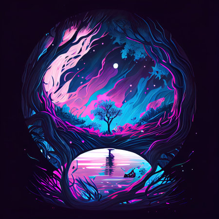 Magical Landscape Illustrationの写真素材