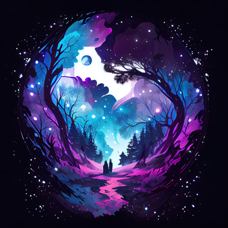 Magical Landscape Illustrationの写真素材