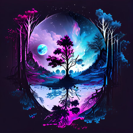 Magical Landscape Illustrationの写真素材