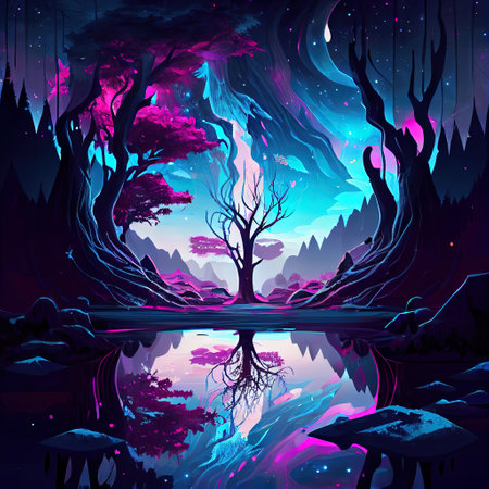 Magical Landscape Illustrationの写真素材