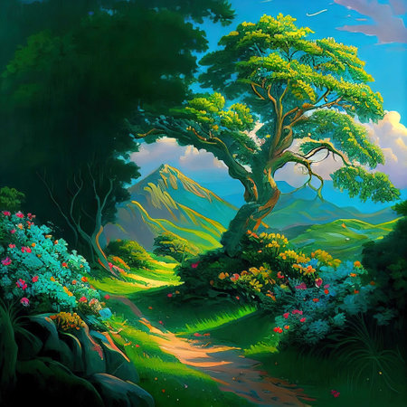 Magical Path Tree Illustrationの写真素材