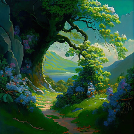 Magical Path Tree Illustrationの写真素材