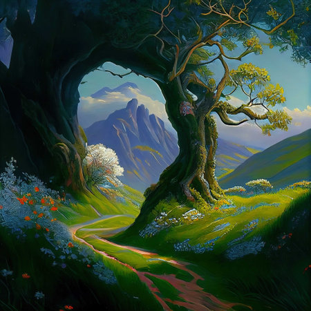 Magical Path Tree Illustrationの写真素材