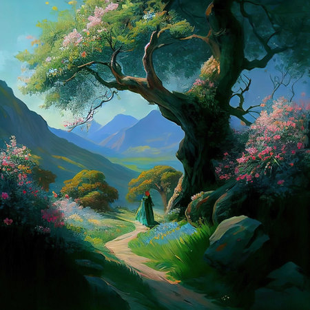 Magical Path Tree Illustrationの写真素材