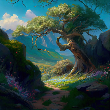 Magical Path Tree Illustrationの写真素材