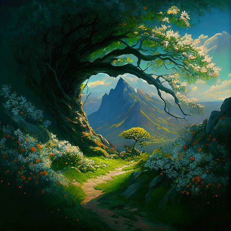 Magical Path Tree Illustrationの写真素材