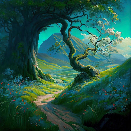 Magical Path Tree Illustrationの写真素材