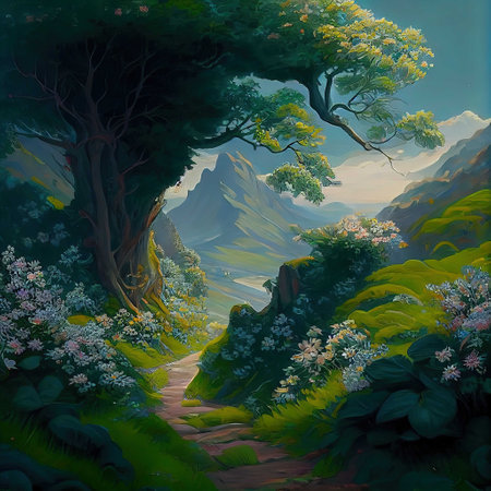 Magical Path Tree Illustrationの写真素材