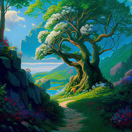 Magical Path Tree Illustrationの写真素材