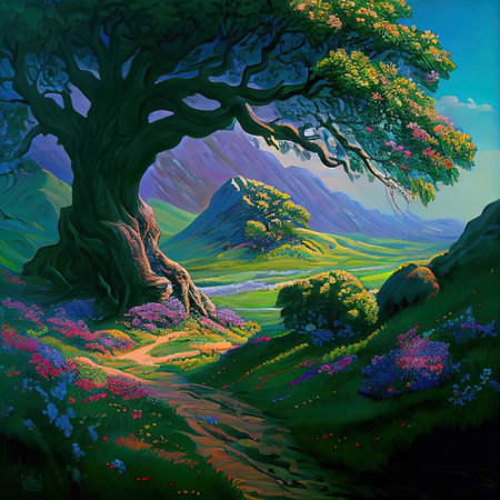 Magical Path Tree Illustrationの写真素材