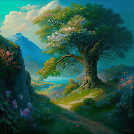 Magical Path Tree Illustrationの写真素材