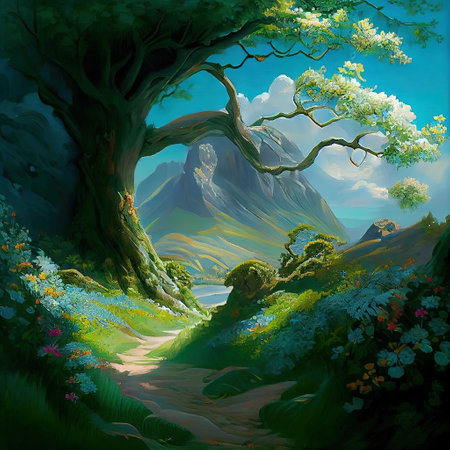 Magical Path Tree Illustrationの写真素材