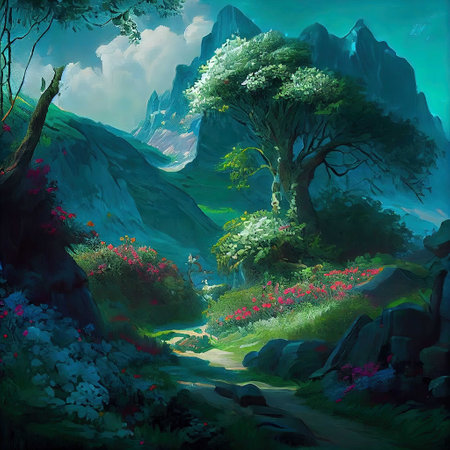 Magical Path Tree Illustrationの写真素材