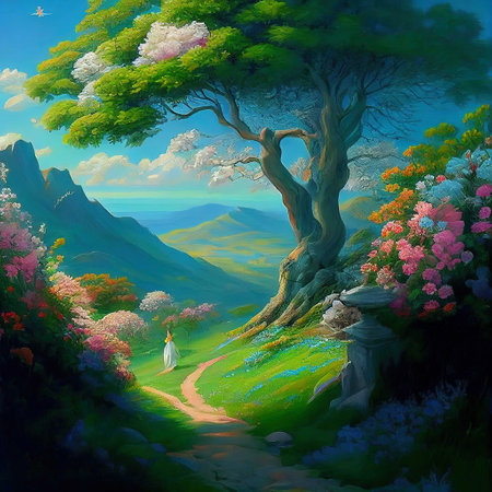 Magical Path Tree Illustrationの写真素材
