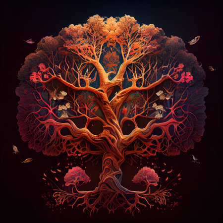 Ornate Tree Illustrationの写真素材