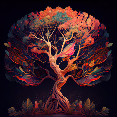 Ornate Tree Illustrationの写真素材