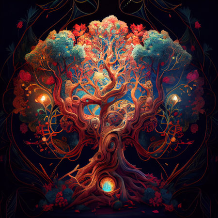 Ornate Tree Illustrationの写真素材