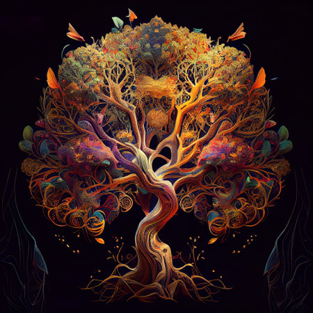 Ornate Tree Illustrationの写真素材