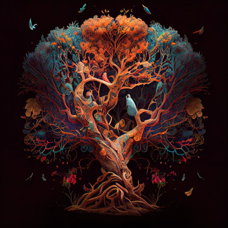 Ornate Tree Illustrationの写真素材