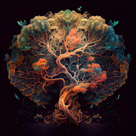 Ornate Tree Illustrationの写真素材