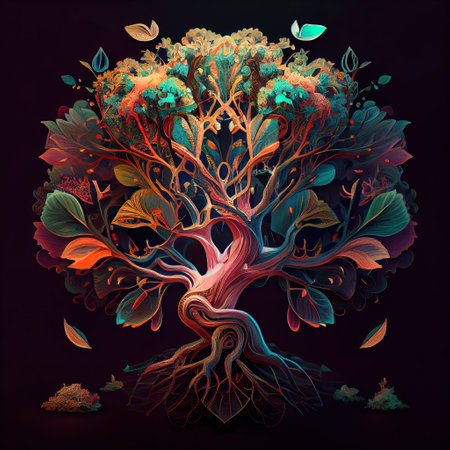 Ornate Tree Illustrationの写真素材