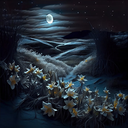 Starry Night In Winter Illustrationの写真素材