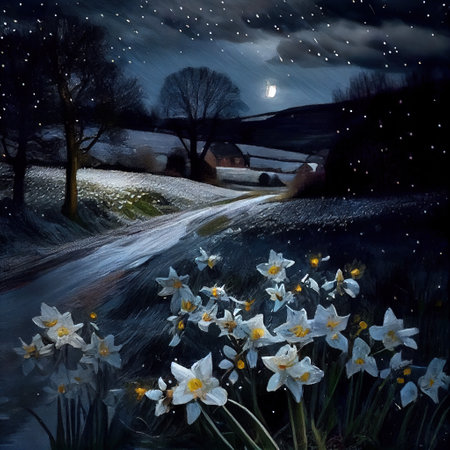 Starry Night In Winter Illustrationの写真素材