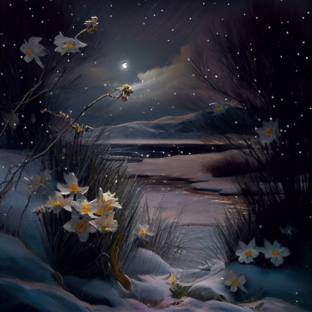 Starry Night In Winter Illustrationの写真素材